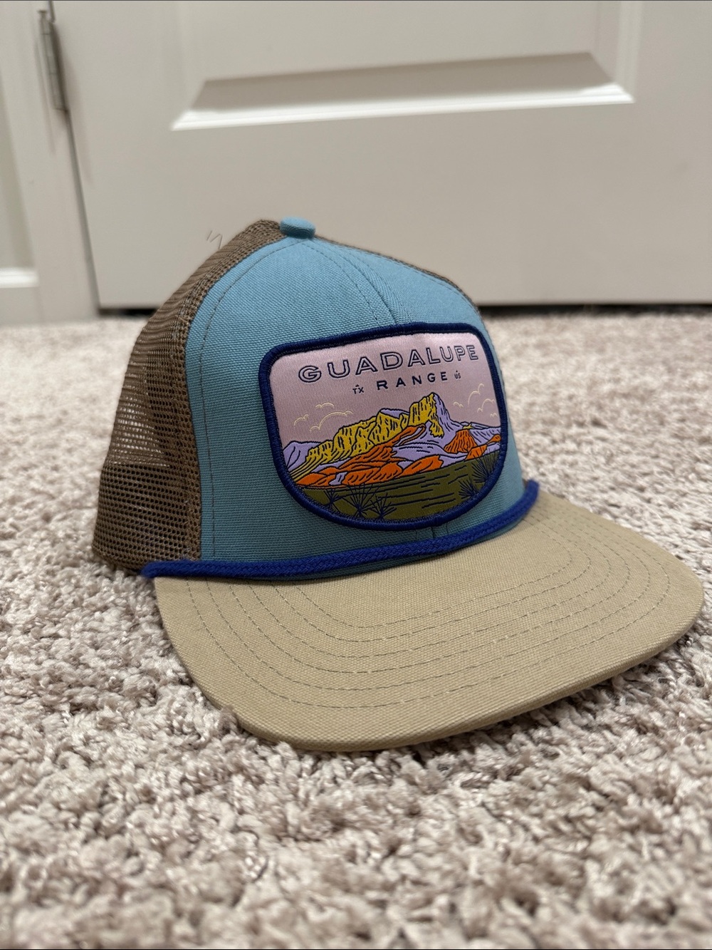 Guadalupe Ranges Trucker Hat - Light Blue & Khaki